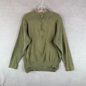 Levis Mens Sweater M Pullover 1/4‎ Zip Ribbed Knit 90s VTG Military Paratrooper